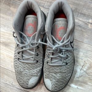 Gray Athletic Sneakers with Red Accents